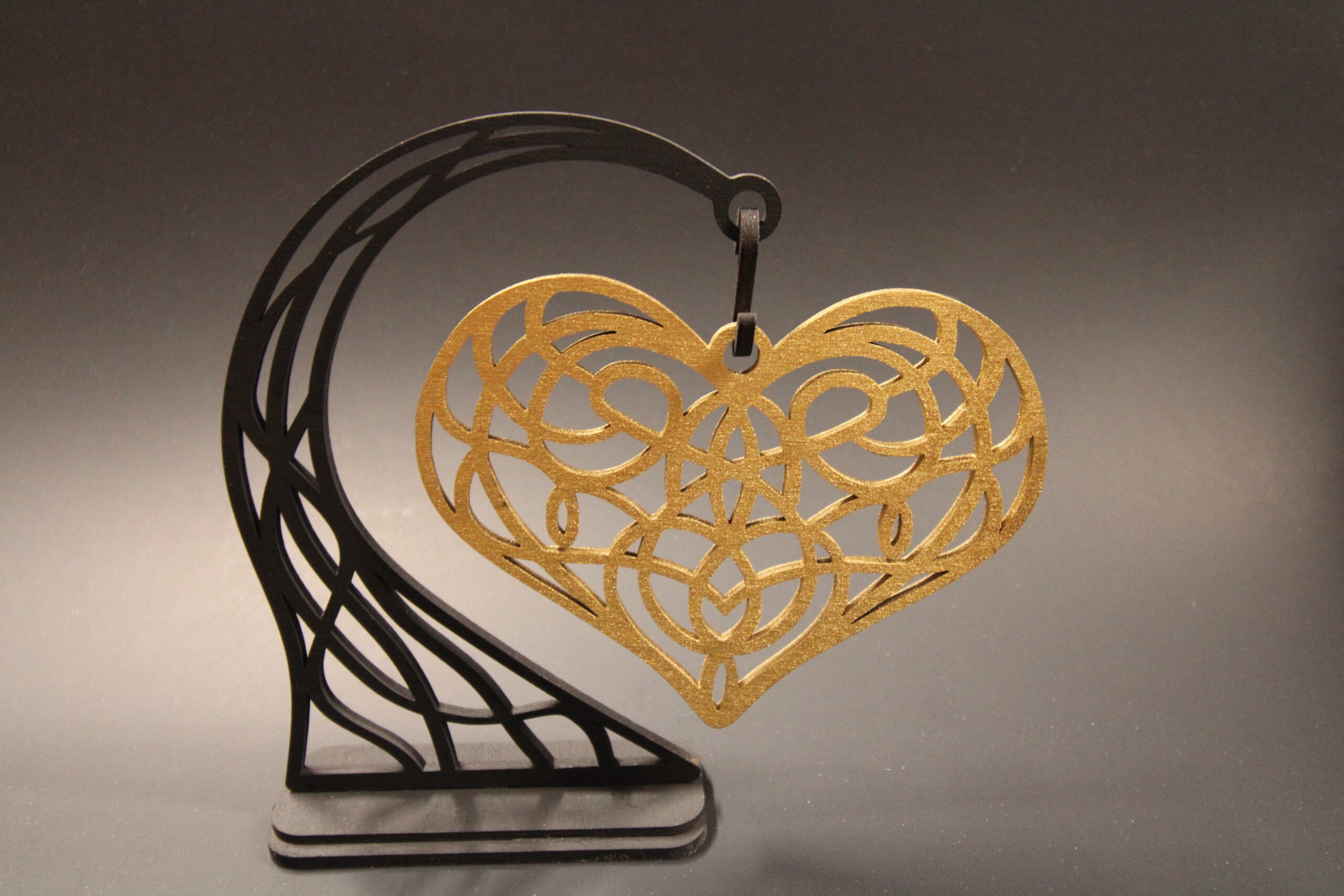 Custom laser cut golden heart for Valentine’s Day gift.