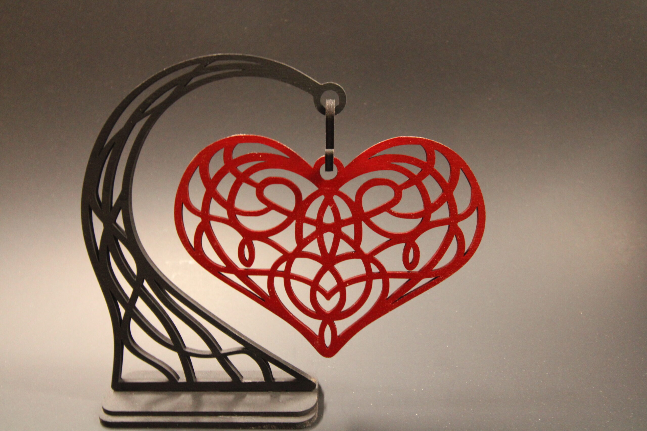 Custom laser cut red heart for Valentine’s Day gift.