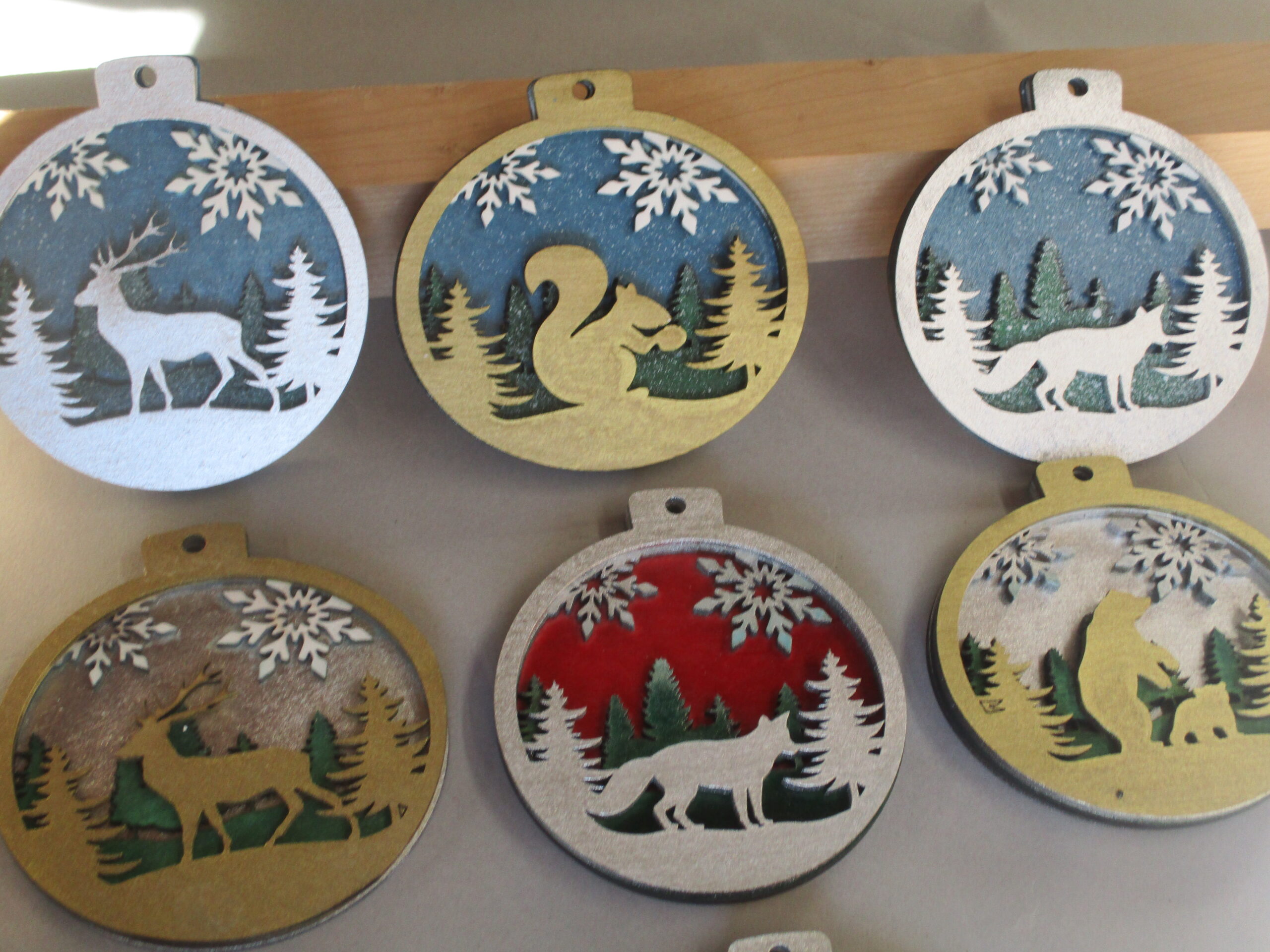 painted Laser cut Christmas ornaments gift.